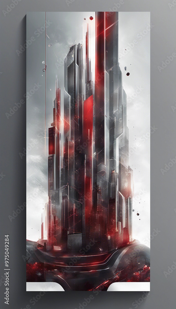 Poster design a set of futuristic modern banner layouts with abstract red and gray illustrations in vector