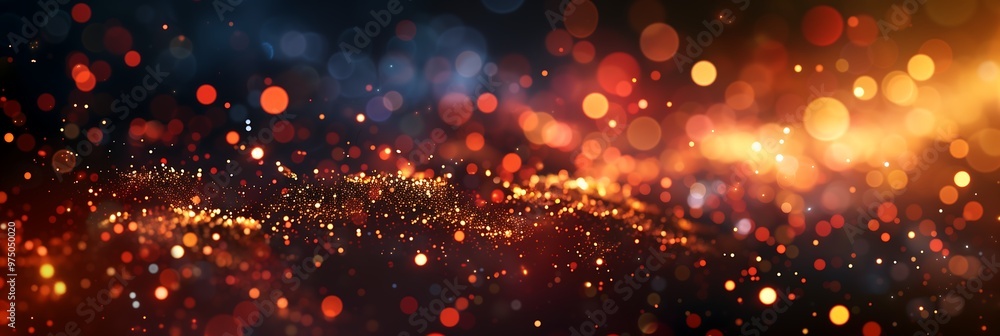 Wall mural Abstract Bokeh Background with Warm Red, Orange, and Yellow Lights