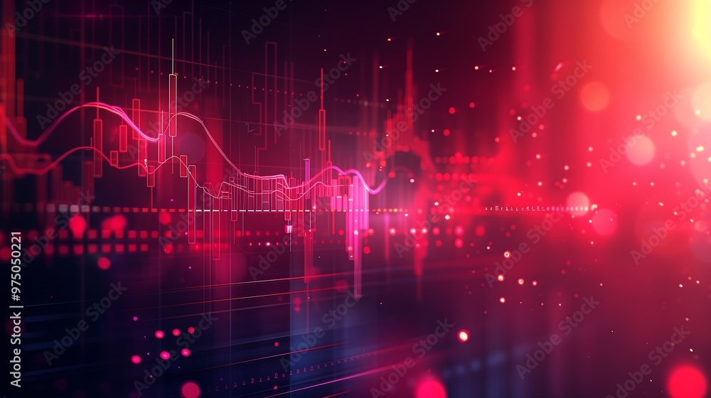 Poster abstract red and pink neon light with bokeh for futuristic and tech background