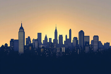 Naklejka premium Skyline View bei Sonnenuntergang 