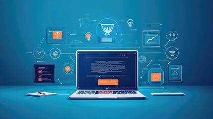 E-Learning Technology Concept. AI generated illustration