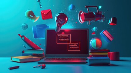 E-Learning Technology Concept. AI generated illustration