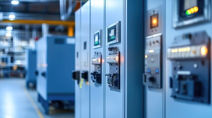 Electric Control Cabinet in Factory. AI generated illustration