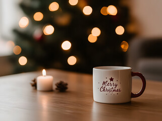 White Mug with Red Handle and 'Merry Christmas' Written | Festive Holiday Drinkware for Seasonal Cheer