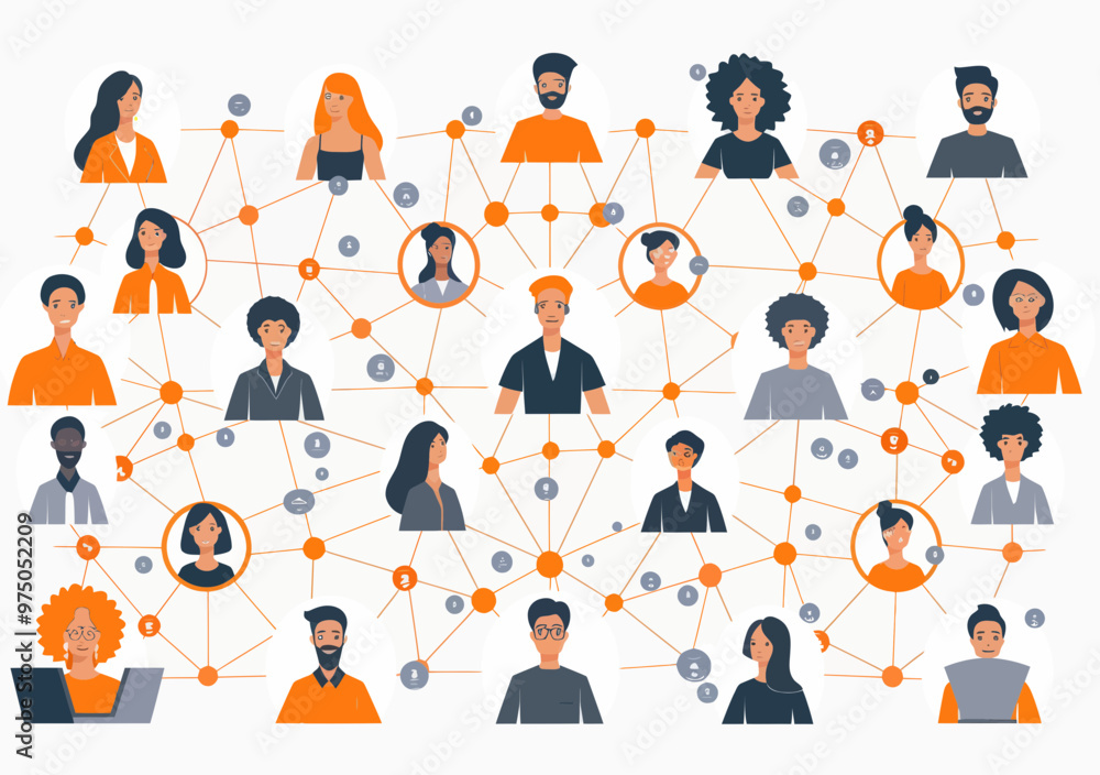 Poster teleconferencing network communication with diverse team connecting over the network for business co