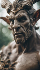 Portrait of Satyr creature from Greek mythology vertical