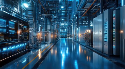 Naklejka premium Electrical Substation Room. AI generated illustration