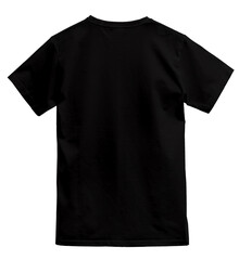 Real Blank Black T-Shirt Transparent Background Back View For Mockup & More