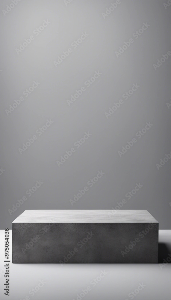 Poster stone platform podium on grey background minimal empty product display scene vertical
