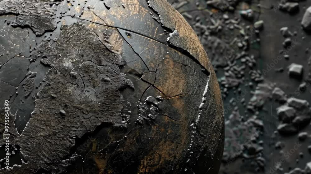 Poster exploring the texture and detail of a weathered surface with fascinating patterns in a dimly lit set