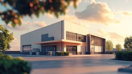 Modern Warehouse Exterior. AI generated illustration