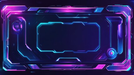 Futuristic Glow-Themed Game Stream Frames. AI generated illustration