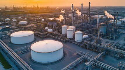 Gas Storage Tanks and Oil Refinery Plant. AI generated illustration