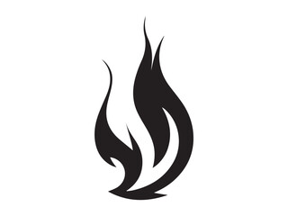 Black silhouette of abstract flames isolated on a white background. Concept of fire illustration, flame design, minimalist style, decorative element