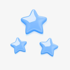 blue cartoon 3D stars icon , game, plump volumetric glossy stars, plastic, shine stars