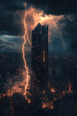 Fototapeta premium lightning over city