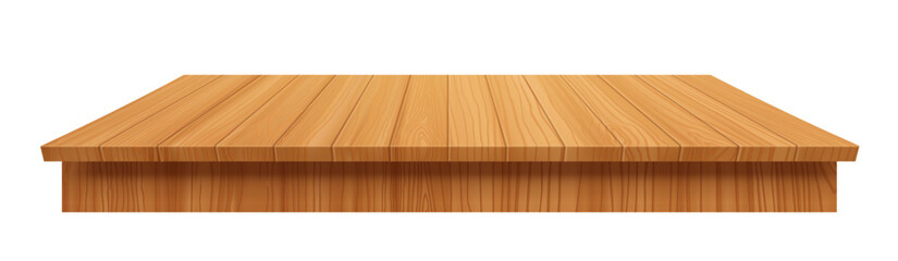 vector wooden table top on white background.cartoon wooden table, 3d. Element for your design, advertising.vector illustration.