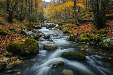waterfall in autumn