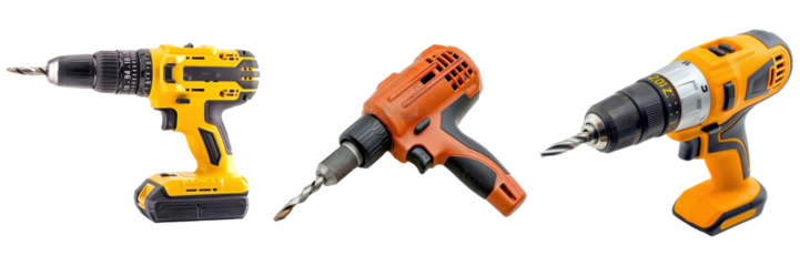 Professional Handheld Drill Tool Cutout on Transparent Background