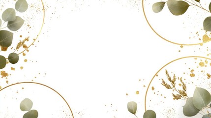 Luxurious Botanical Gold Wedding Frame Elements. AI generated illustration.