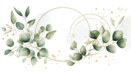 Obraz premium Luxurious Botanical Gold Wedding Frame Elements. AI generated illustration.