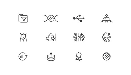 line style multimedia editable icons set audio, video, photo edit