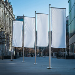 Empty Marketing Flags in a Public Square Ready for Draft Displays