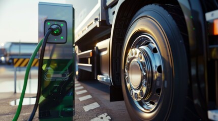 A close-up of an electric vehicle plugged into a charging station, symbolizing a shift towards sustainable and renewable energy sources.