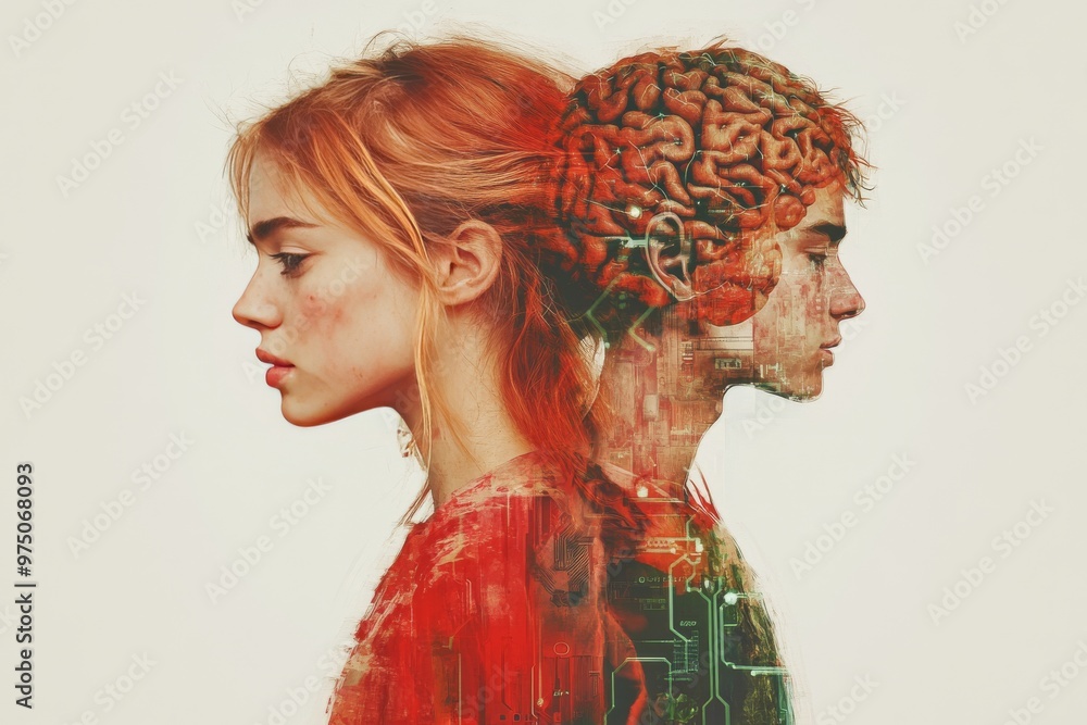 Poster neurografting brain stimulation neural feedback bioengineering and cognition artistic human profiles