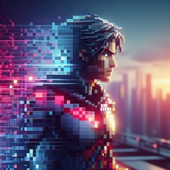 Obraz premium A pixel transition effect 
