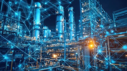 Fototapeta premium Industrial Technology and Factory Automation. AI generated illustration