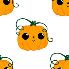 Halloween cute pumpkins seamless monsters pattern for wrapping paper and fabric