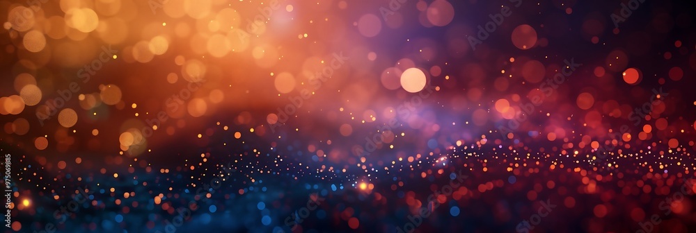 Poster abstract blurred background of colorful bokeh lights and crowd
