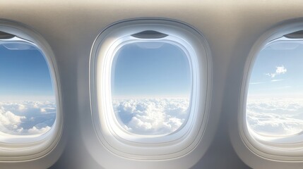 Airplane Window Template with Inside and Outside Views. AI generated illustration