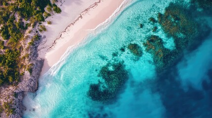 Aerial View of Munjack Cay, Bahamas Bay and Beach. AI generated illustration