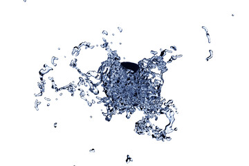 Splashing water. Water explosion or bang on isolated background.