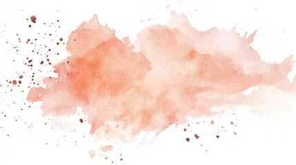 Peach Watercolor Splash on White Background. AI generated illustration