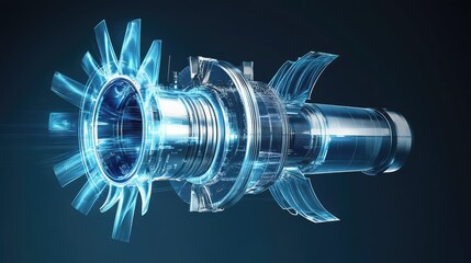 Impulse Turbine with Fixed Nozzle and Rotating Blades. AI generated