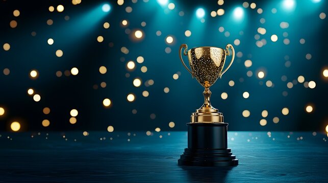 Glittering Award Ceremony with Presenter on Stage Handing Out Trophy - Copy Space Available for Text