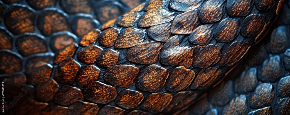 Poster macro shot highlighting intricate cobra skin pattern and hood texture, showcasing the mesmerizing de