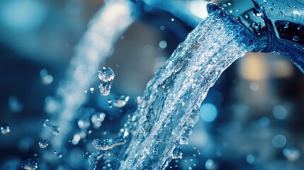 Realistic Water Flowing from Faucet. AI generated illustration