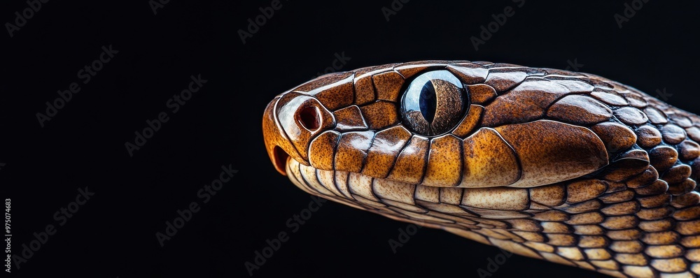 Poster macro shot of a king cobra's textured skin showcasing intricate scale patterns and vivid colors