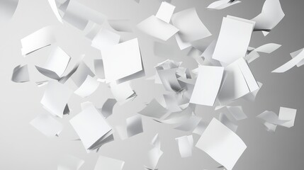 White Paper Sheets Falling Down. AI generated illustration