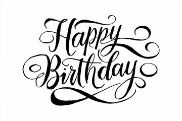 Handwritten calligraphy saying Happy Birthday.