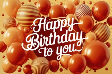 Happy birthday to you surrounded by orange balloons