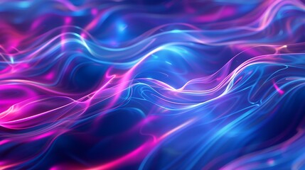 Fototapeta premium Abstract colorful neon light waves background, pink and blue glowing lights design