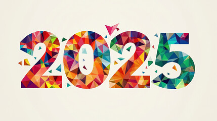 2025 new year geometric design wishing happy new year abstract colorful triangles