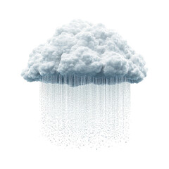 Realistic rain cloud releasing heavy rainfall illustrating weather phenomena transparent background