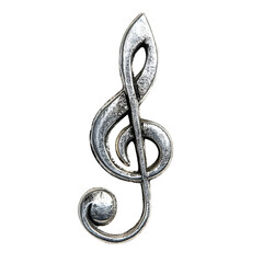 Silver treble clef symbol representing music creativity and art transparent background