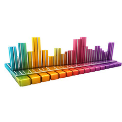 Obraz premium Colorful audio waveforms representing sound frequencies digital music visualization transparent background